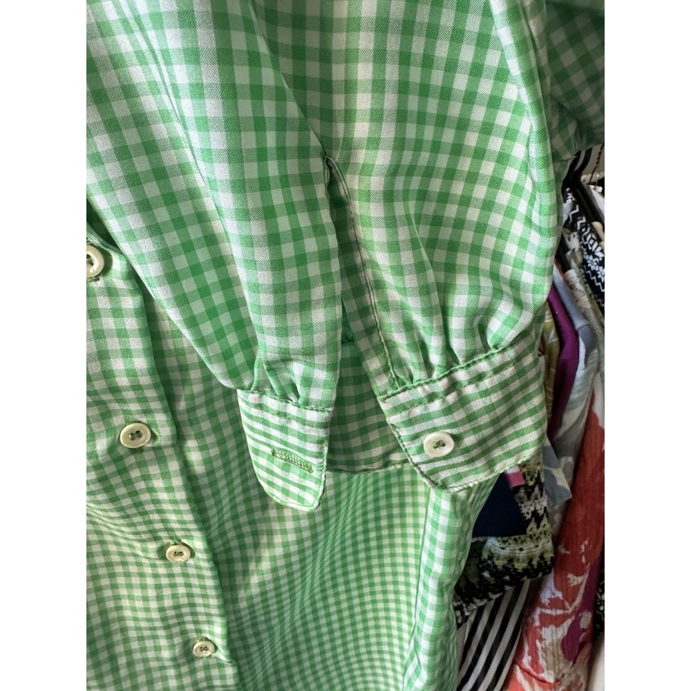 JH Collections Green And White Gingham Collared Button Up Shirt -‎ Size 8/9 - Picture 5 of 13